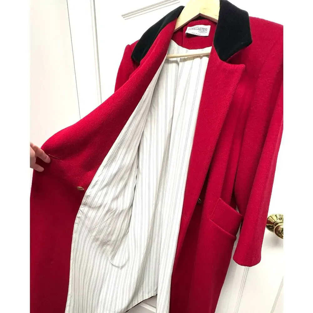 Forecaster of Boston Red Wool Coat w/ Black Velvet Collar | Size 8